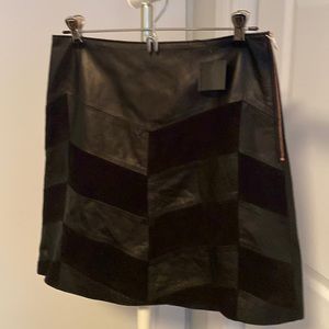 Club Monaco ‘Collection’ leather and suede skirt